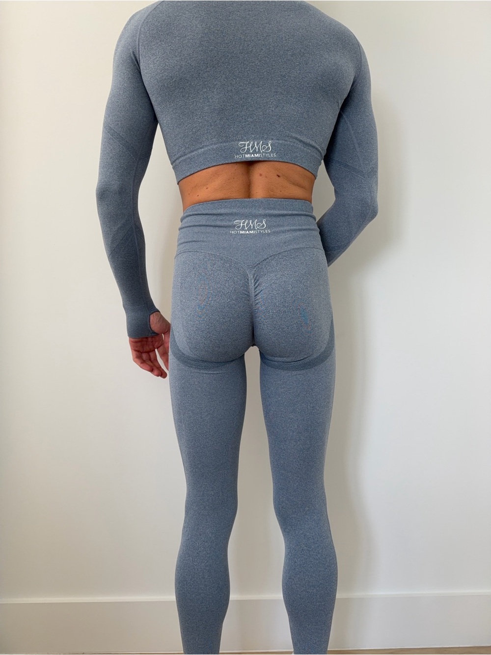 Hot Miami style light blue Yoga Top & Leggings Set Size S